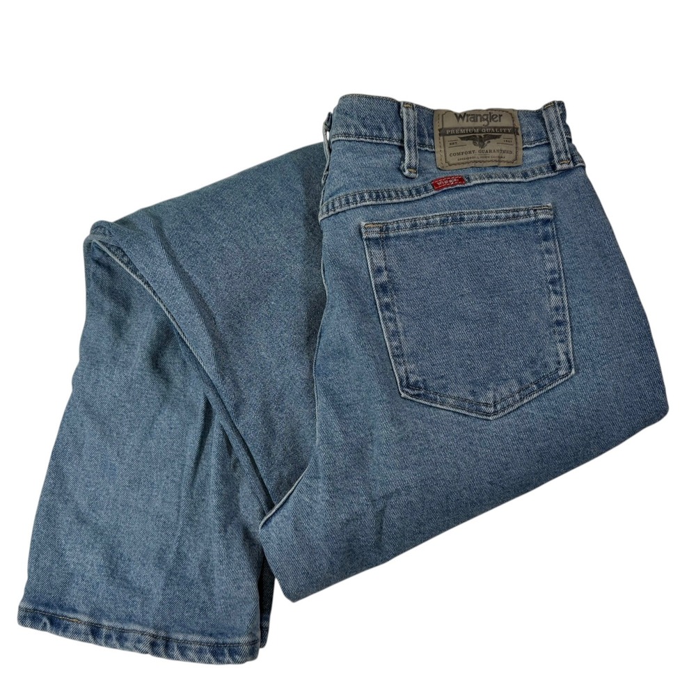 Wrangler 34x31.5 Blue Straight Leg Jeans Premium Denim Americana Workwear